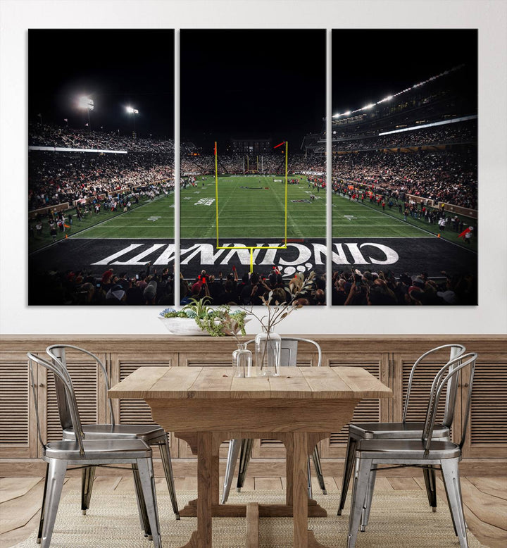 Cincinnati Bearcats Football Team Print - Nippert Stadium Wall Art Canvas Print