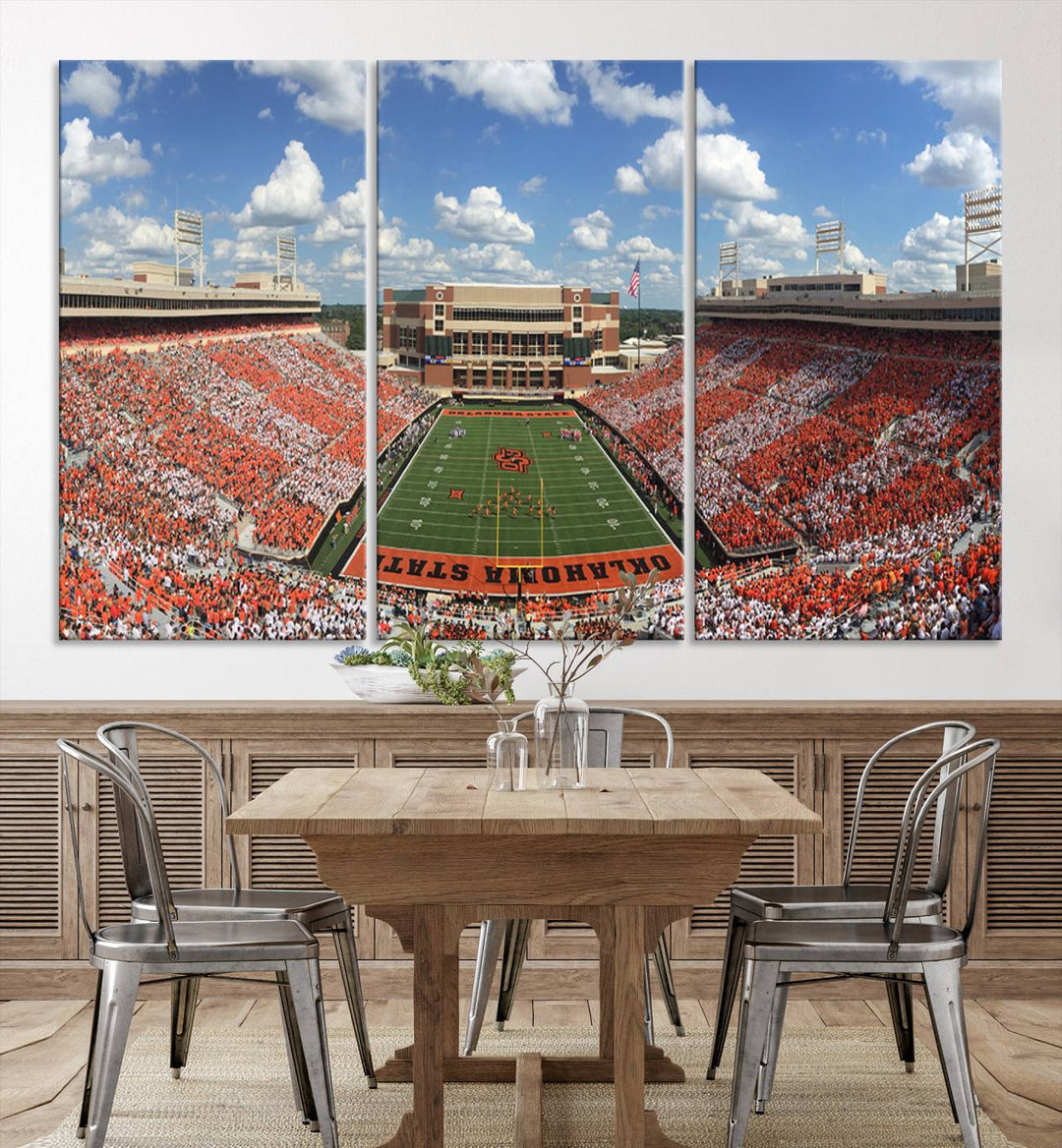 Oklahoma State Cowboys Football Team Print - Stillwater Boone Pickens Stadium Wall Art Canvas Print