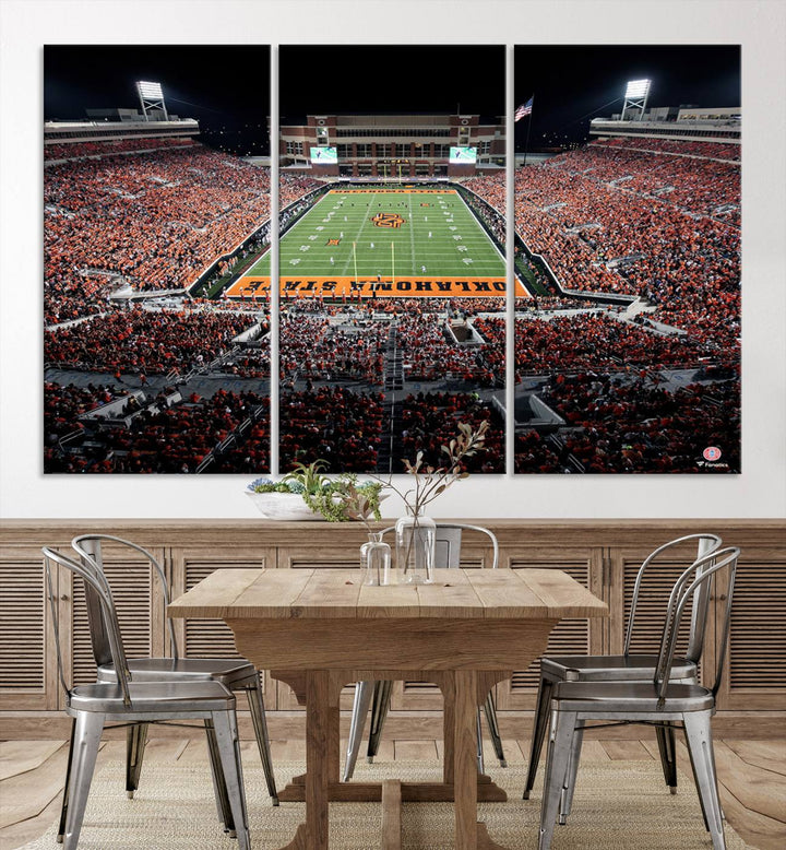 Oklahoma State Cowboys Football Team Print - Stillwater Boone Pickens Stadium Wall Art Canvas Print