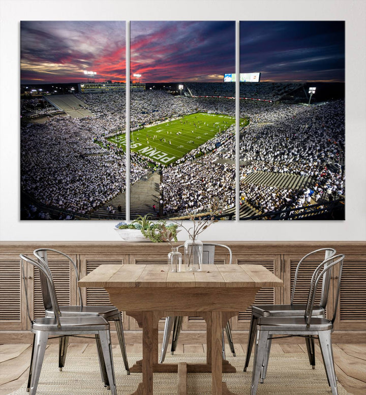 Penn State Nittany Lions Football Team Print - University Park Beaver Stadium Wall Art Canvas Print