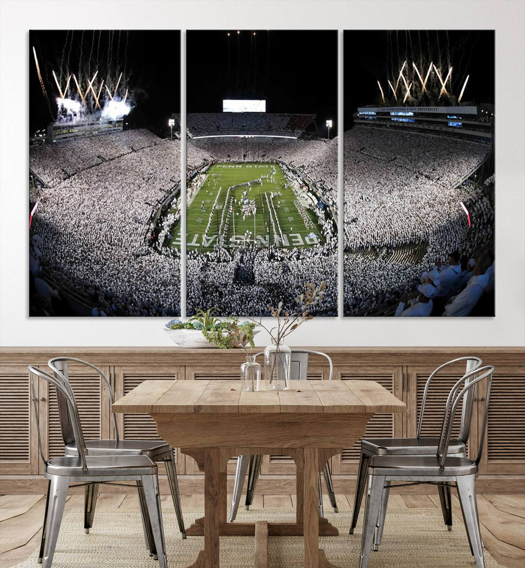 Penn State Nittany Lions Football Team Print - University Park Beaver Stadium Wall Art Canvas Print