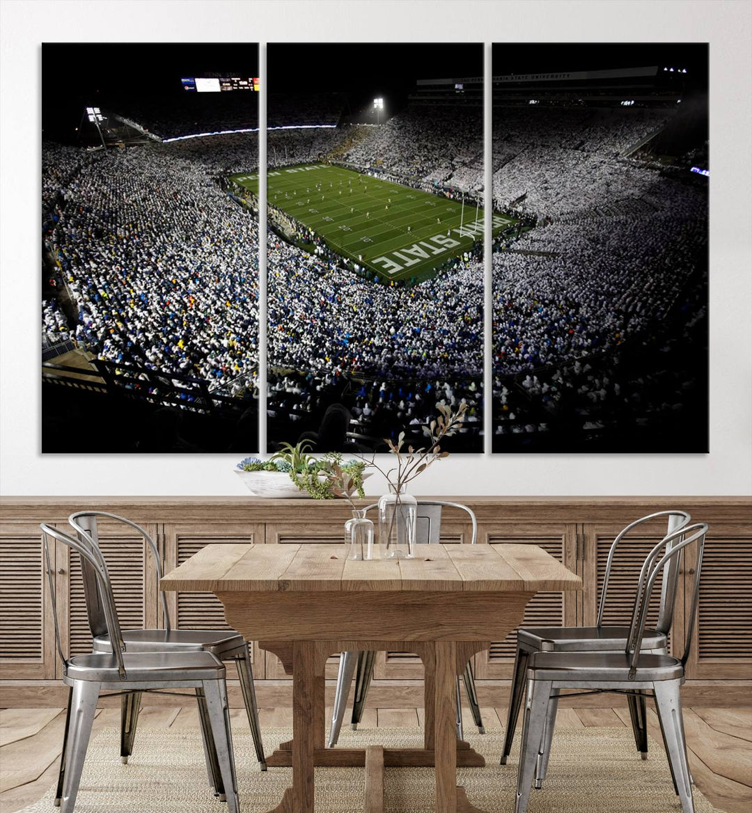 Penn State Nittany Lions Football Team Print - University Park Beaver Stadium Wall Art Canvas Print