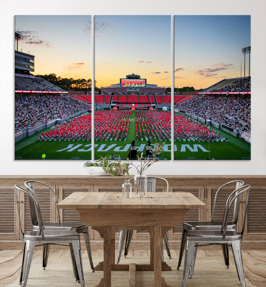 NC State Wolfpack Football Team Print - Raleigh Carter-Finley Stadium Wall Art Canvas Print