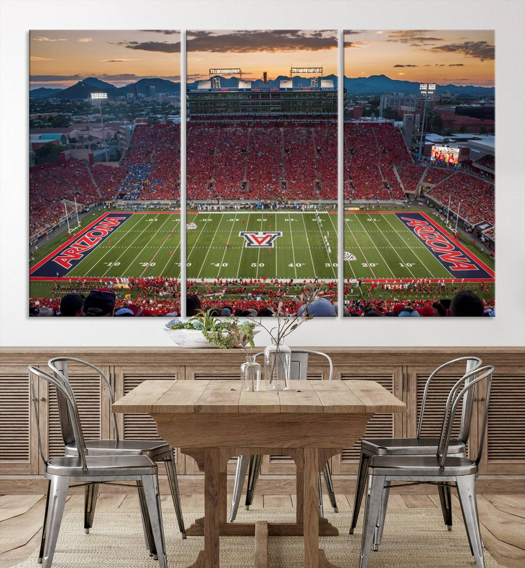 Arizona Wildcats Football Team Print - Tucson Arizona Stadium Wall Art Canvas Print