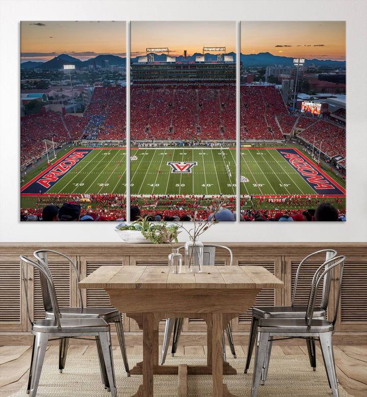 Arizona Wildcats Football Team Print - Tucson Arizona Stadium Wall Art Canvas Print