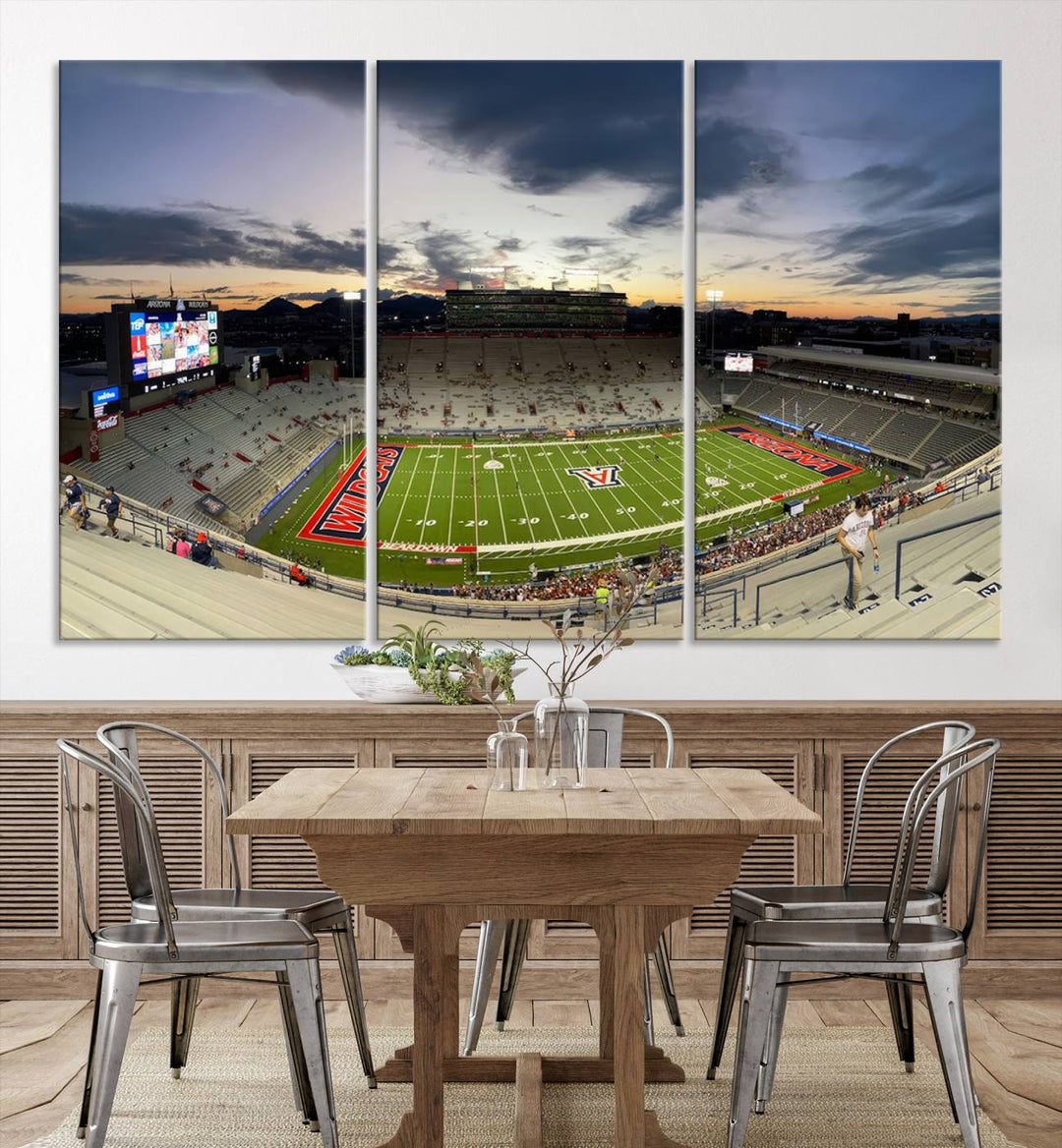 Arizona Wildcats Football Team Print - Tucson Arizona Stadium Wall Art Canvas Print