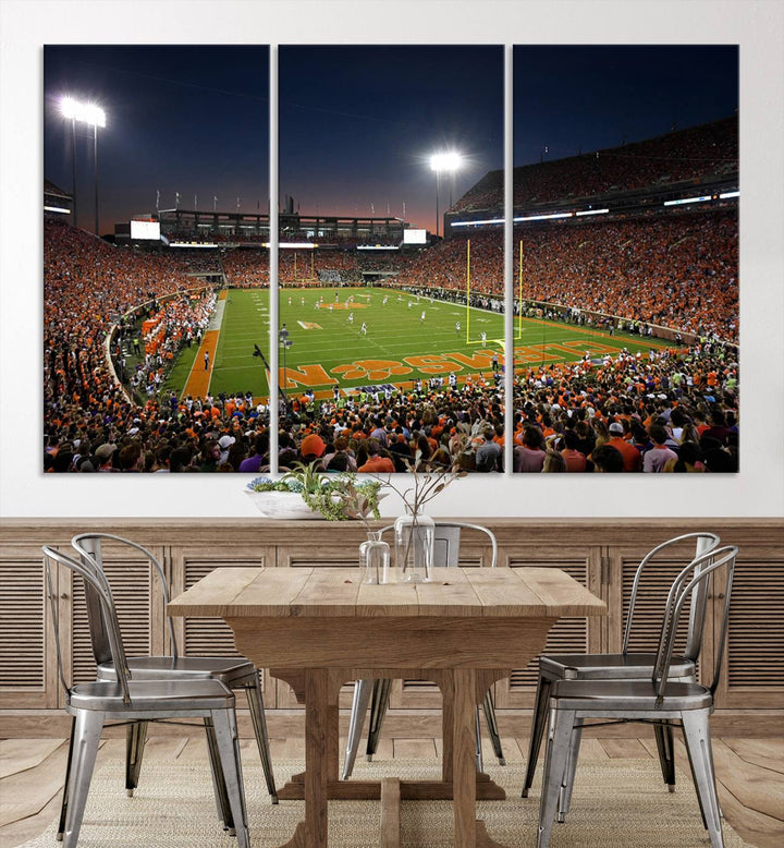 Clemson University Tigers Football Team Print - Clemson Memorial Stadium Wall Art Canvas Print