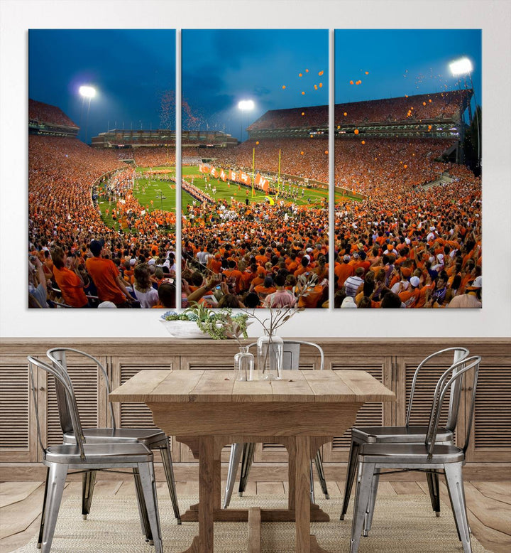 Clemson University Tigers Football Team Print - Clemson Memorial Stadium Wall Art Canvas Print