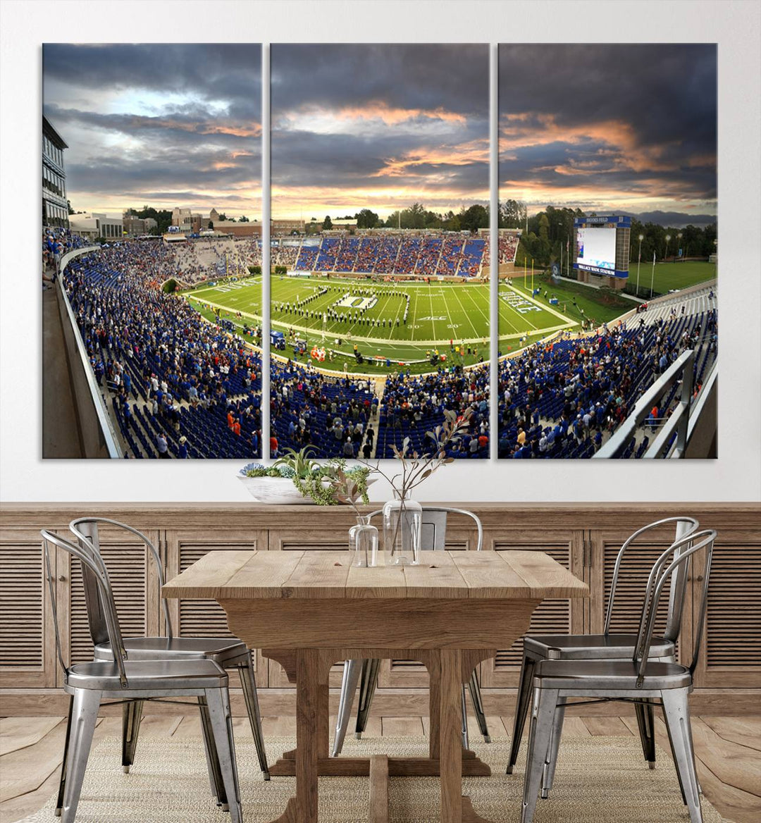 Duke University Blue Devils Football Team Print - Durham Wallace Wade Stadium Wall Art Canvas Print