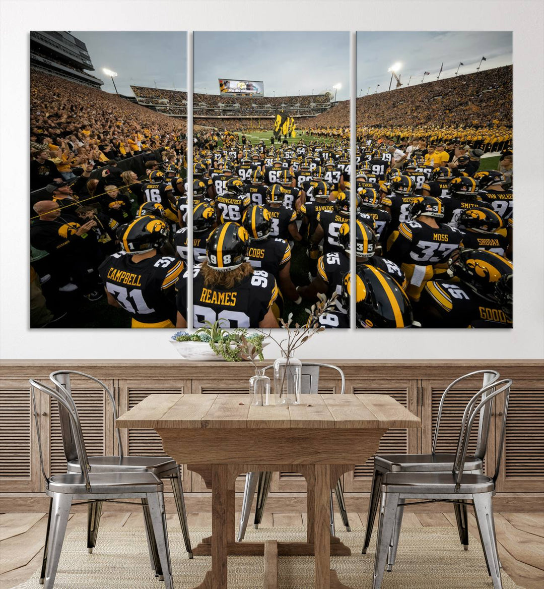 Iowa University Hawkeyes Football Team Print - Iowa City Kinnick Stadium Wall Art Canvas Print