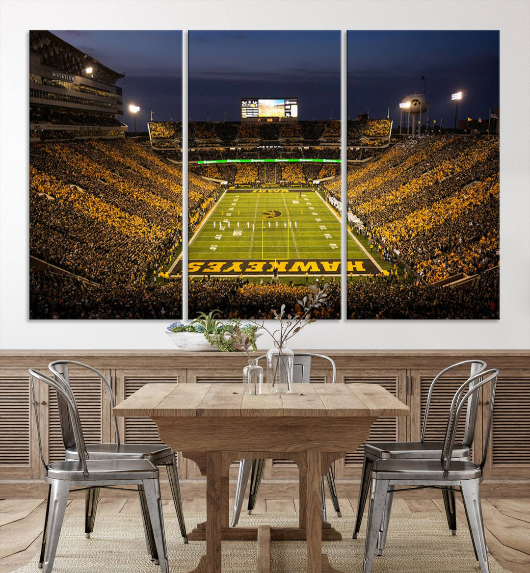 Iowa University Hawkeyes Football Team Print - Iowa City Kinnick Stadium Wall Art Canvas Print