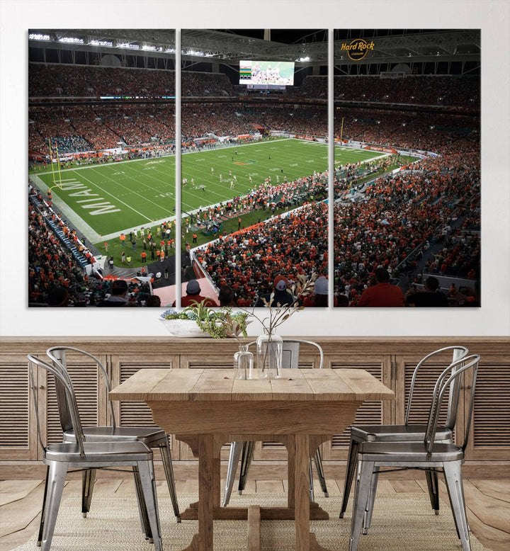 Miami Hurricanes Football Team Print - Miami Hard Rock Stadium Wall Art Canvas Print