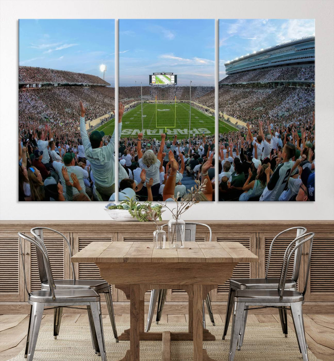 Michigan State Spartans Football Team Print - East Lansing Spartan Stadium Wall Art Canvas Print