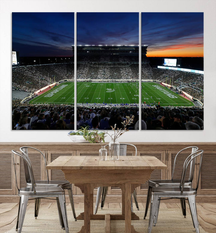 Michigan State Spartans Football Team Print - East Lansing Spartan Stadium Wall Art Canvas Print