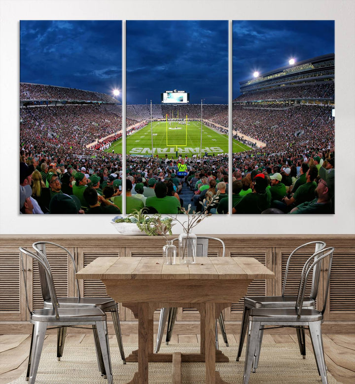 Michigan State Spartans Football Team Print - East Lansing Spartan Stadium Wall Art Canvas Print