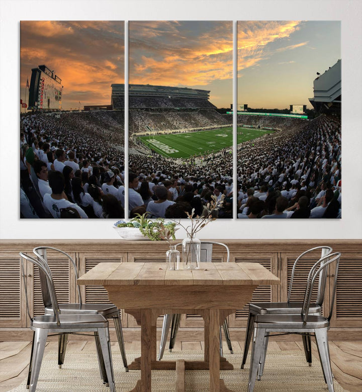 Michigan State Spartans Football Team Print - East Lansing Spartan Stadium Wall Art Canvas Print