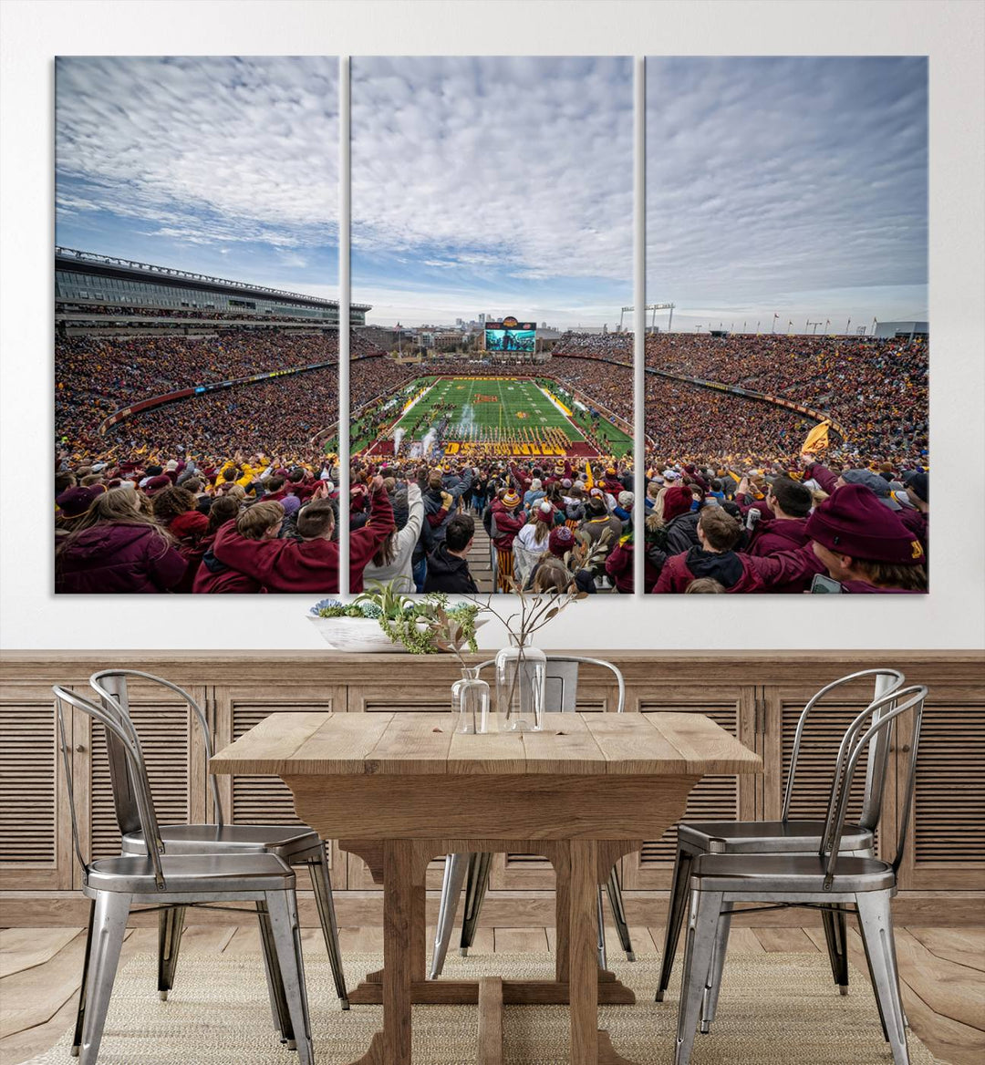 University of Minnesota Golden Gophers Football Team Print - Minneapolis Huntington Bank Stadium Wall Art Canvas Print