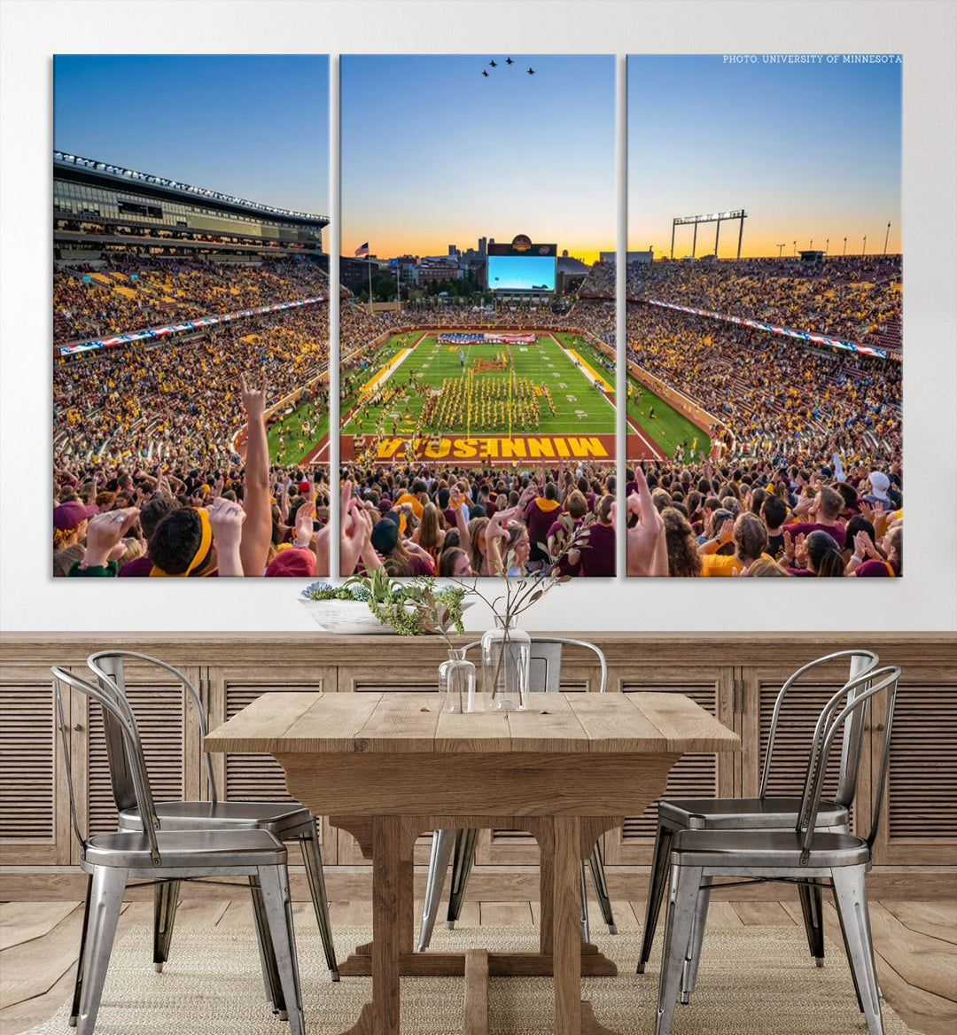 University of Minnesota Golden Gophers Football Team Print - Minneapolis Huntington Bank Stadium Wall Art Canvas Print