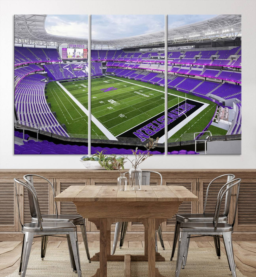 Northwestern University Wildcats Football Team Print - Evanston Ryan Field Wall Art Canvas Print