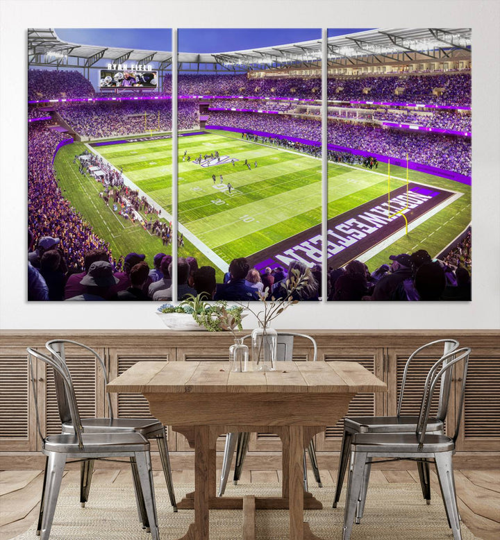 Northwestern University Wildcats Football Team Print - Evanston Ryan Field Wall Art Canvas Print