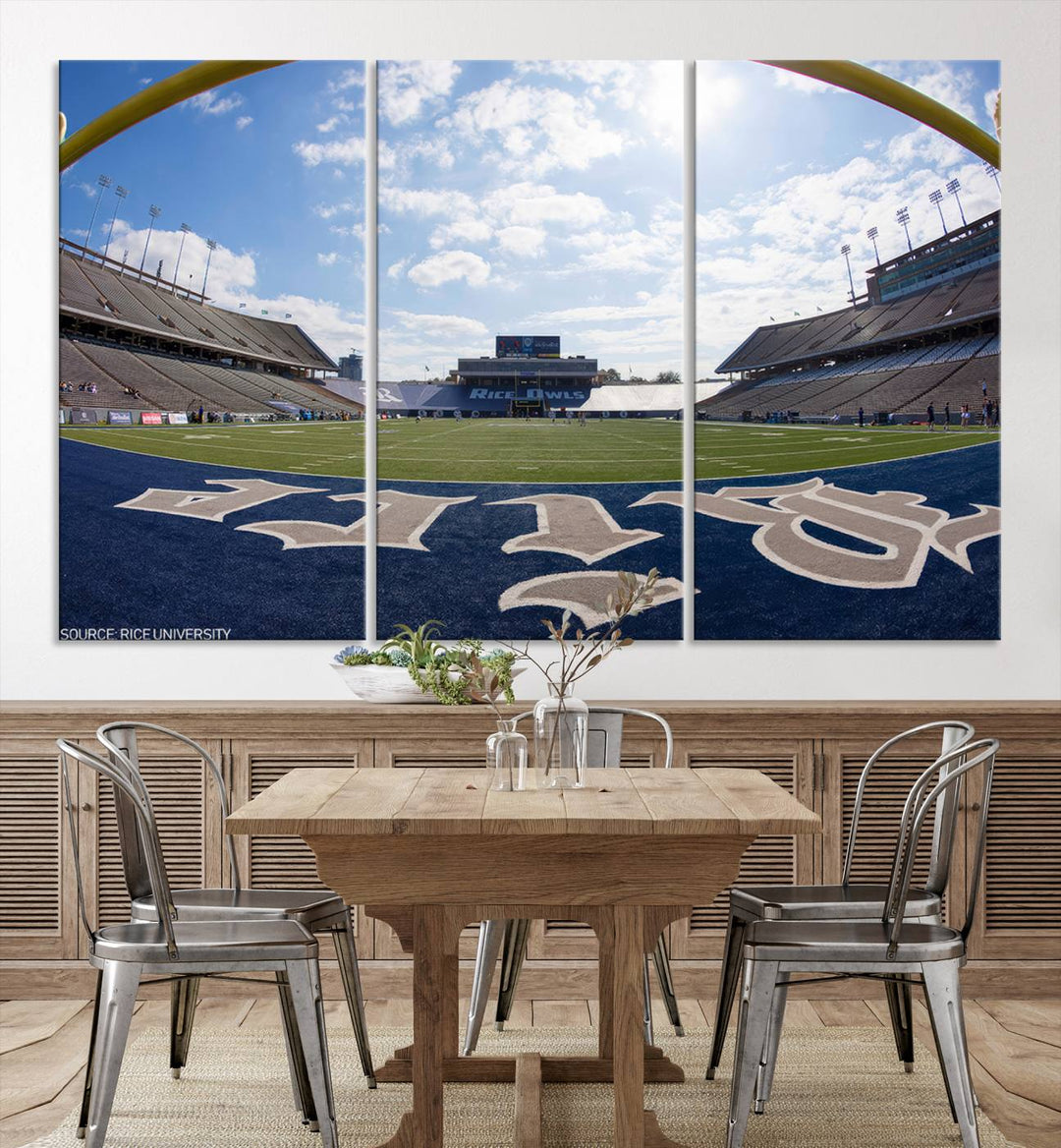 Rice University Owls Football Team Print - Houston Rice Stadium Wall Art Canvas Print