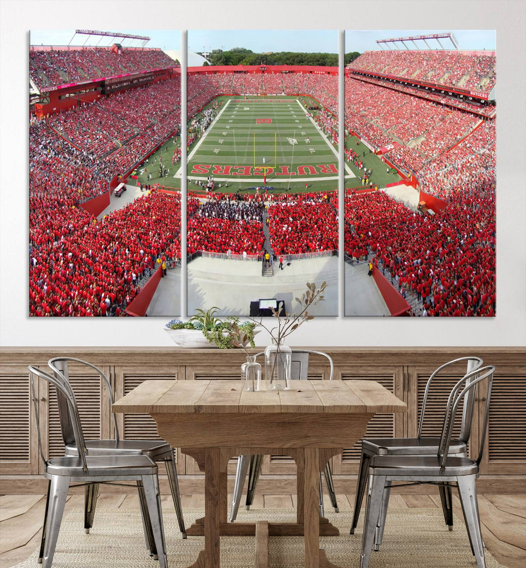 Rutgers Scarlet Knights Football Team Print - Piscataway SHI Stadium Wall Art Canvas Print