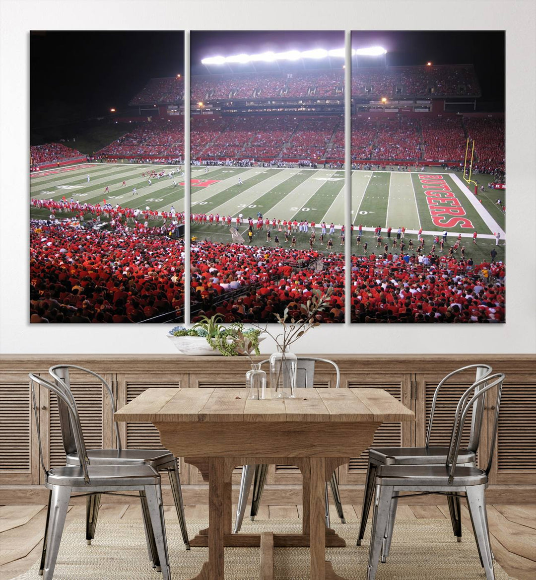 Rutgers University Scarlet Knights Football Team Print - Piscataway SHI Stadium Wall Art Canvas Print