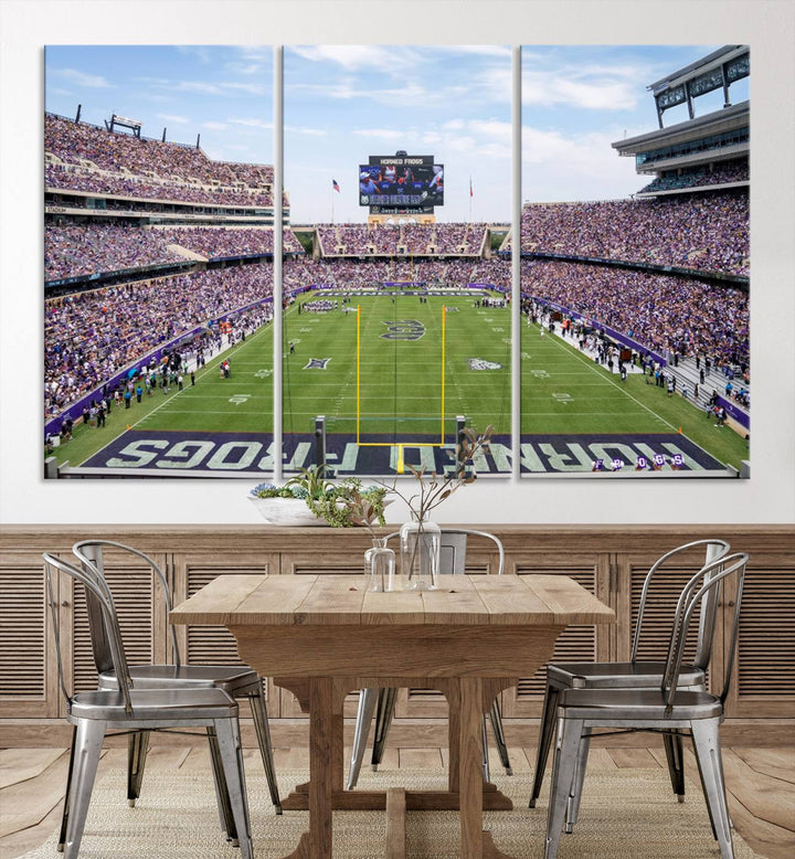 TCU Horned Frogs Football Team Print - Fort Worth Amon G. Carter Stadium Wall Art Canvas Print.t