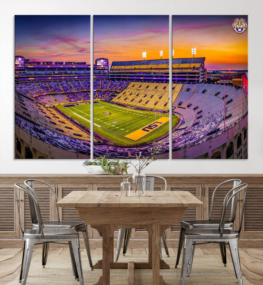 The Louisiana State University Tigers Football Team Print - Baton Rouge Tiger Stadium Wall Art Canvas Print