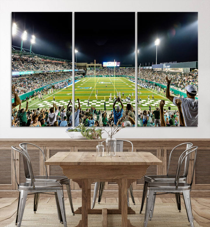 The Tulane University Green Wave Football Team Print - New Orleans Yulman Stadium Wall Art Canvas Print