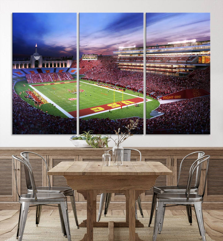 The University of Southern California USC Trojans Football Team Print - Los Angeles Memorial Coliseum Stadium Wall Art Canvas Print