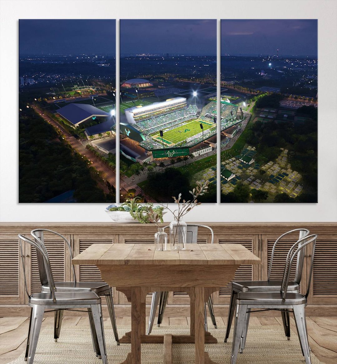 The University of South Florida Bulls Football Team Print - Tampa USF Football Stadium Wall Art Canvas Print