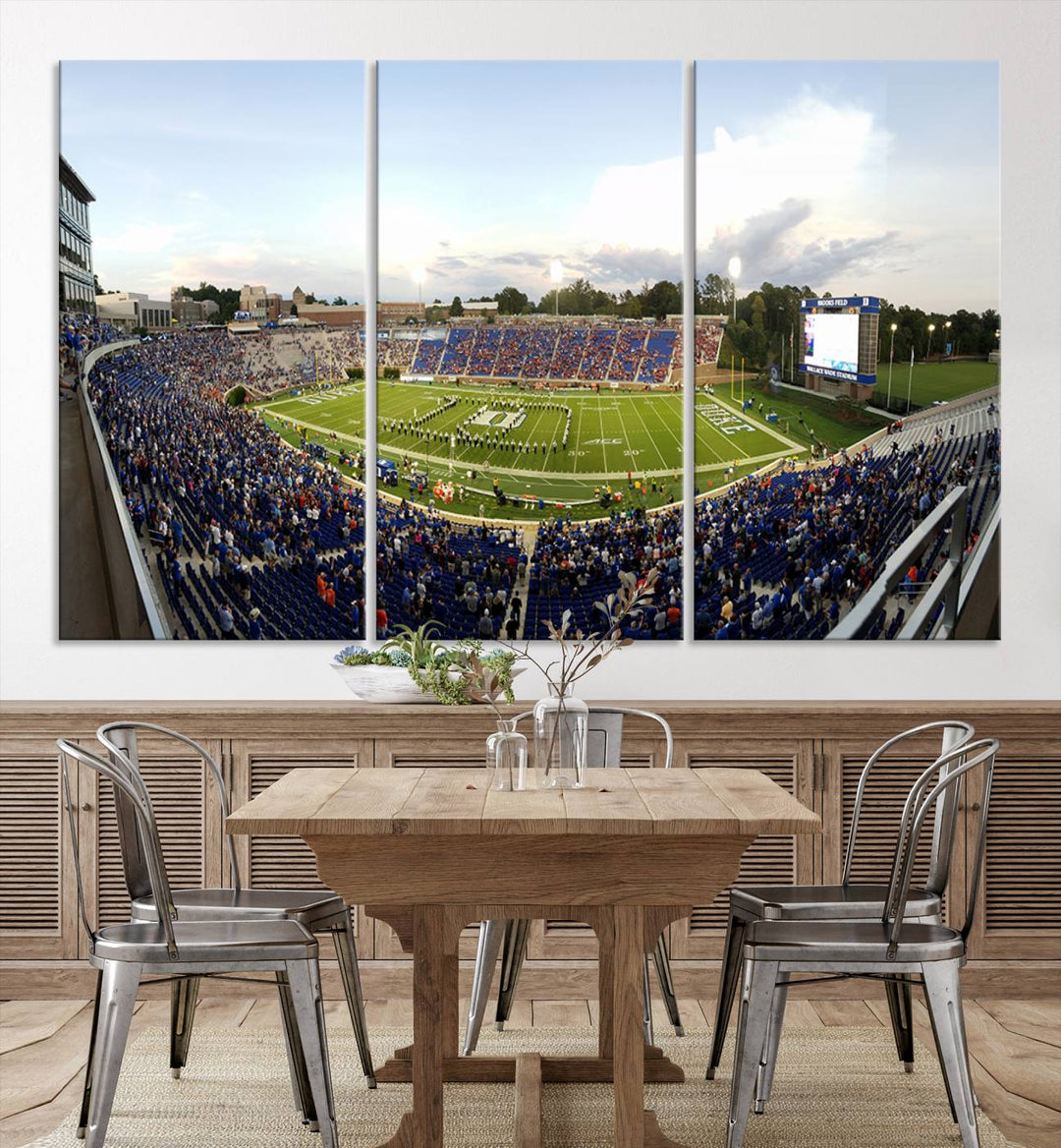 Wallace Wade Stadium print featuring a green field and sky.