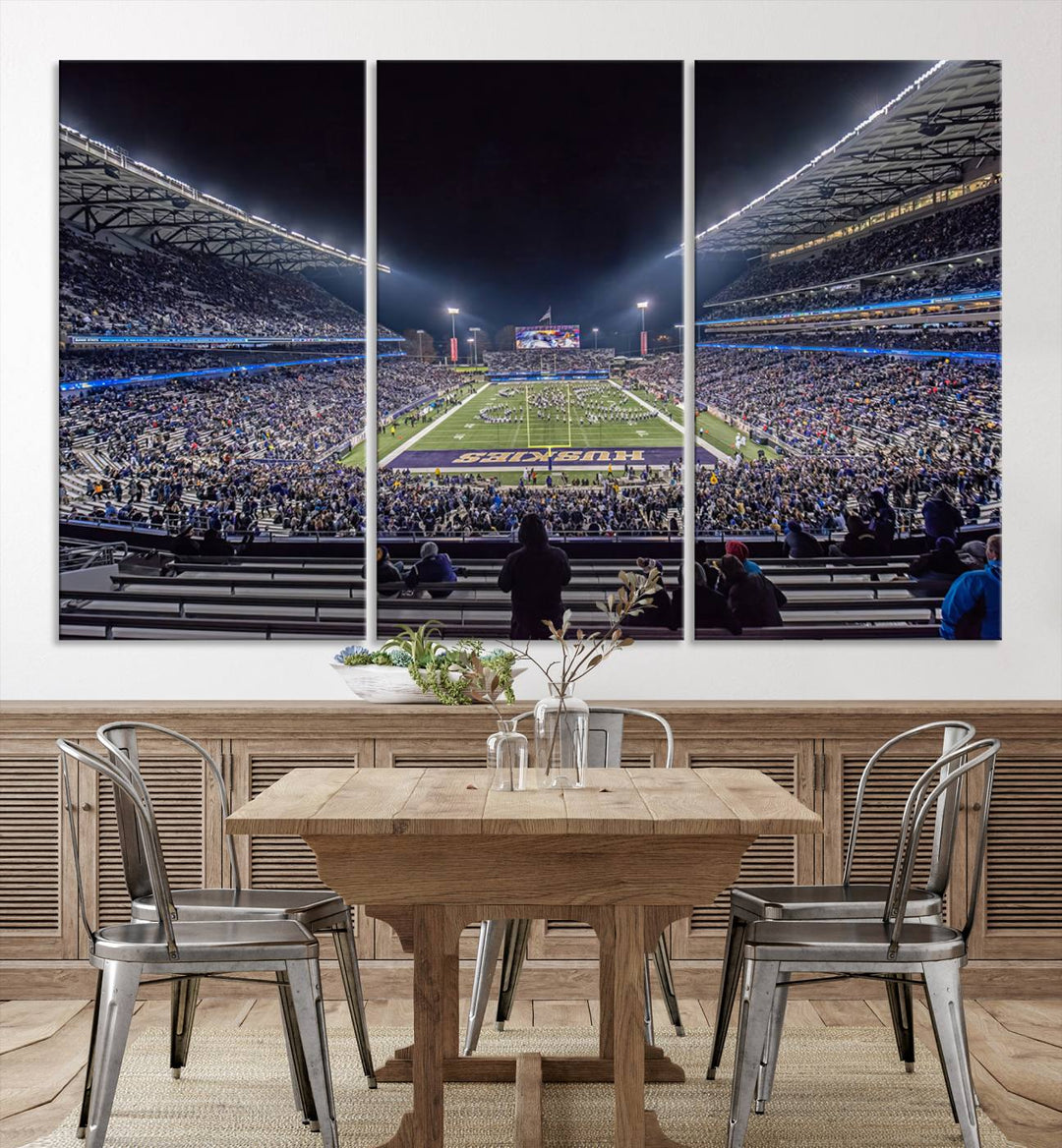 The University of Washington Huskies Football Team Print - Seattle Husky Stadium Wall Art Canvas Print