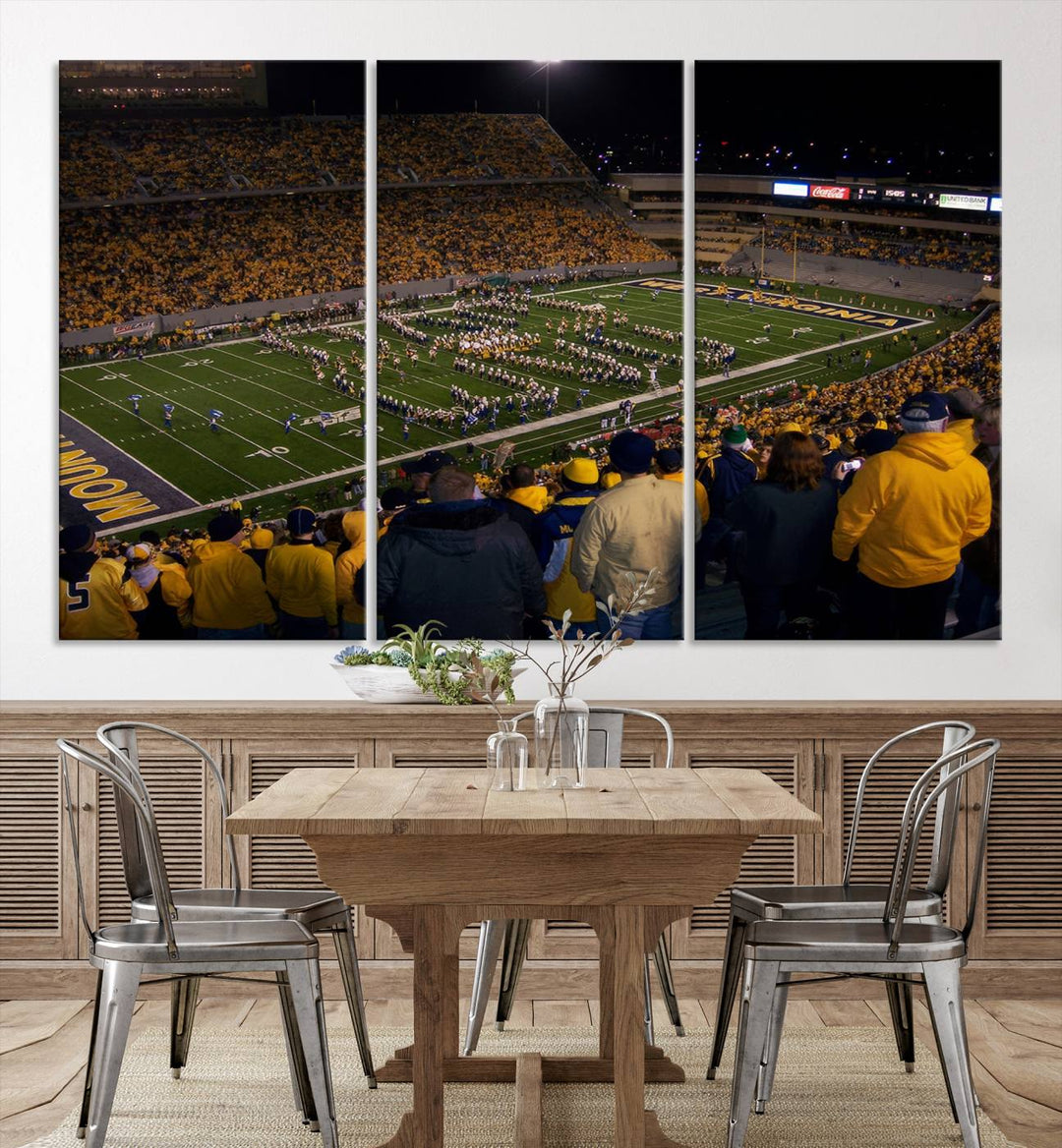 West Virginia Uni Mountaineers Football Canvas Wall Art Print.