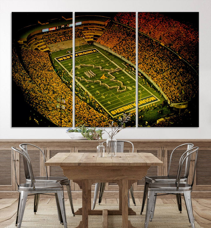 West Virginia University Mountaineers Football Team Print - Milan Puskar Stadium Canvas Print Wall Art, Morgantown City Print