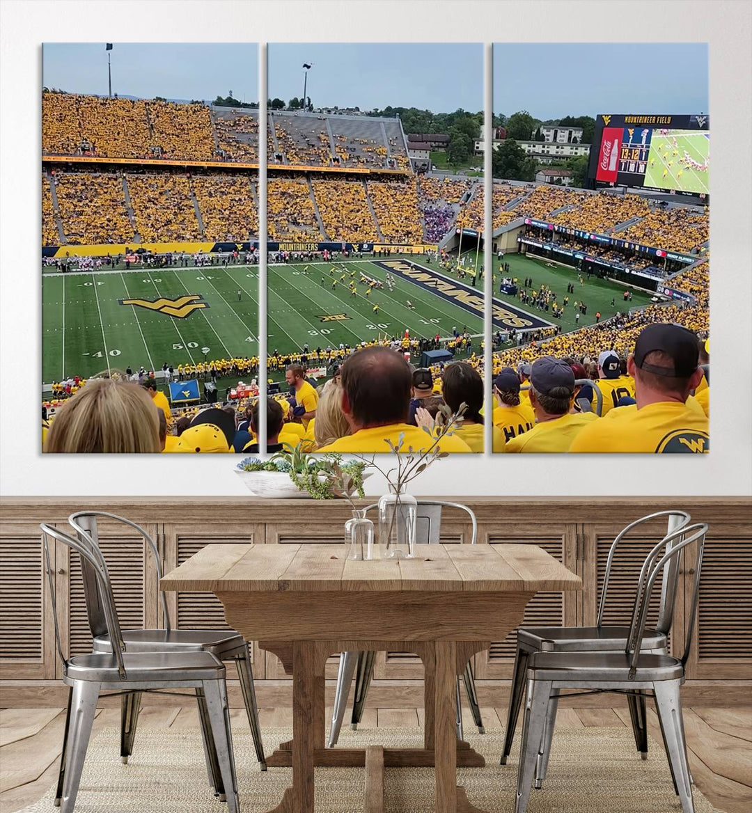 West Virginia University Mountaineers Football Team Print - Milan Puskar Stadium Canvas Print Wall Art, Morgantown Print