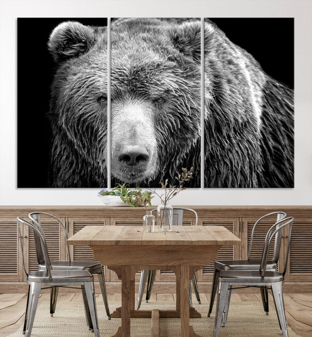 Grizzly Bear Canvas Print | Ready to Hang Wall Art | Rustic Farmhouse & Cabin Decor | Wildlife Artwork