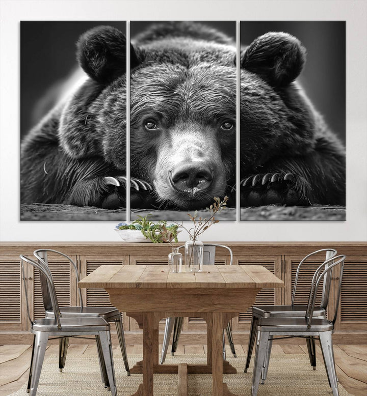 Resting Grizzly Bear Canvas Print | Ready to Hang Wall Art | Rustic Cabin & Farmhouse Decor | Wildlife Art