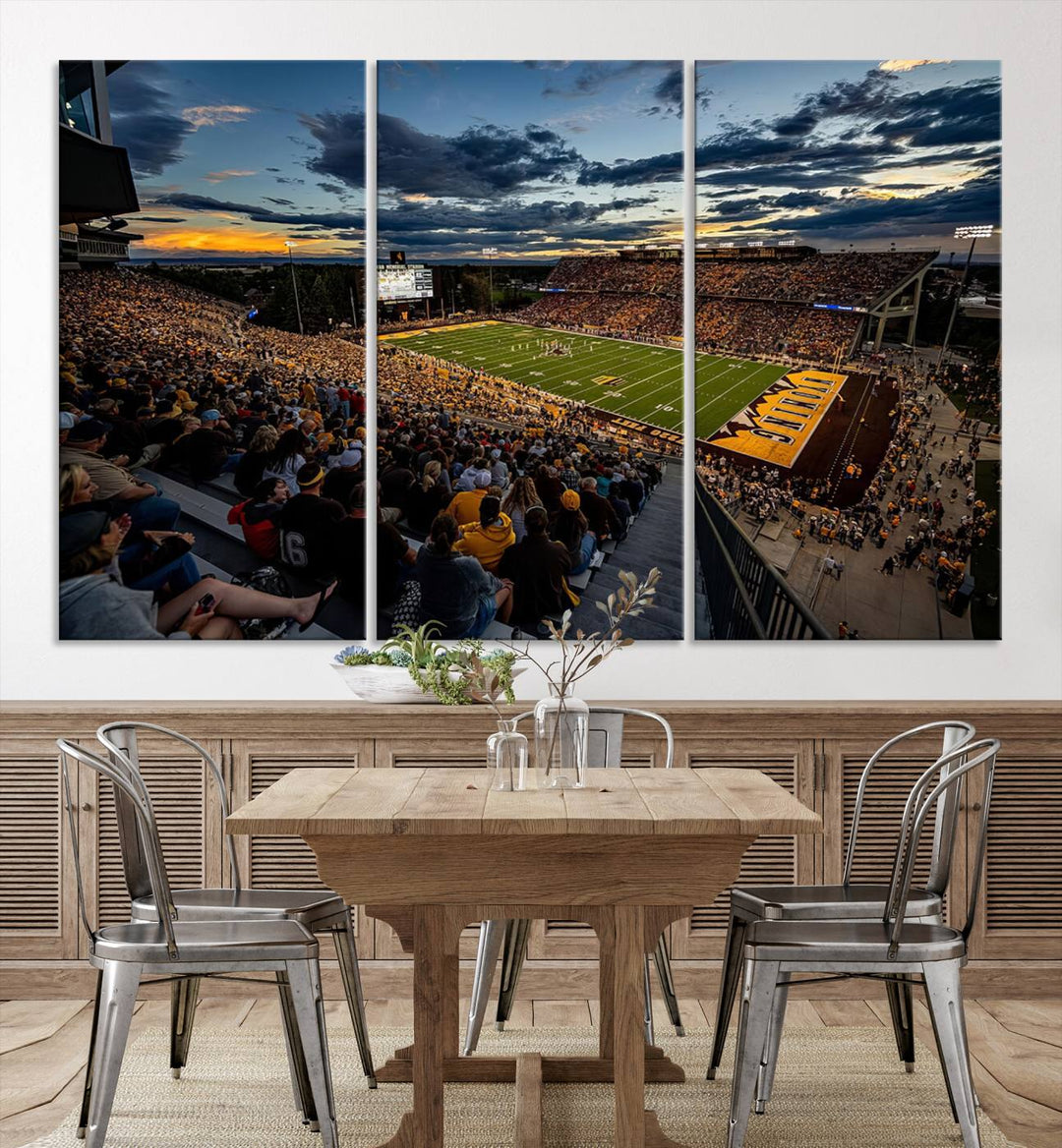 Cowboy Football War Memorial Stadium Wall Art | Ready to Hang Canvas Print of College Football Stadium at Sunset | Perfect for Sports Fans and Football Enthusiasts