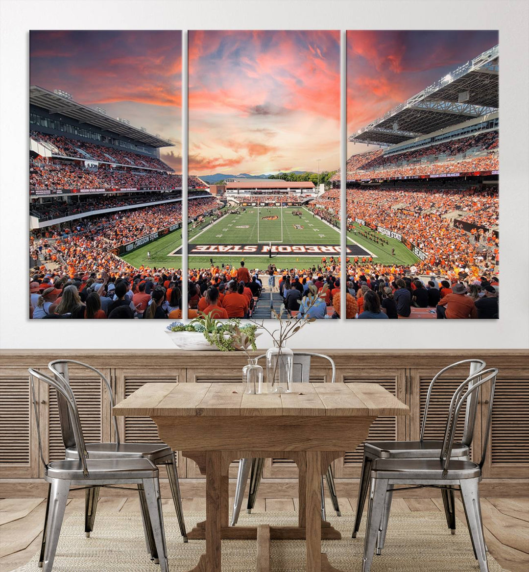 Oregon State Beavers Football Team Print - Corvallis Reser Stadium Wall Art Canvas Print