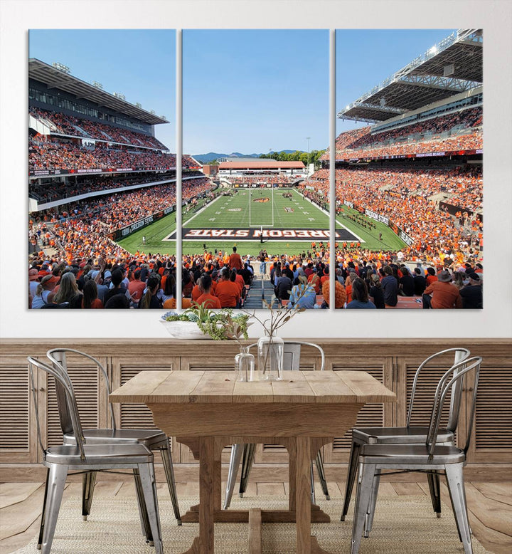 Oregon State Beavers Football Team Print - Corvallis Reser Stadium Wall Art Canvas Print