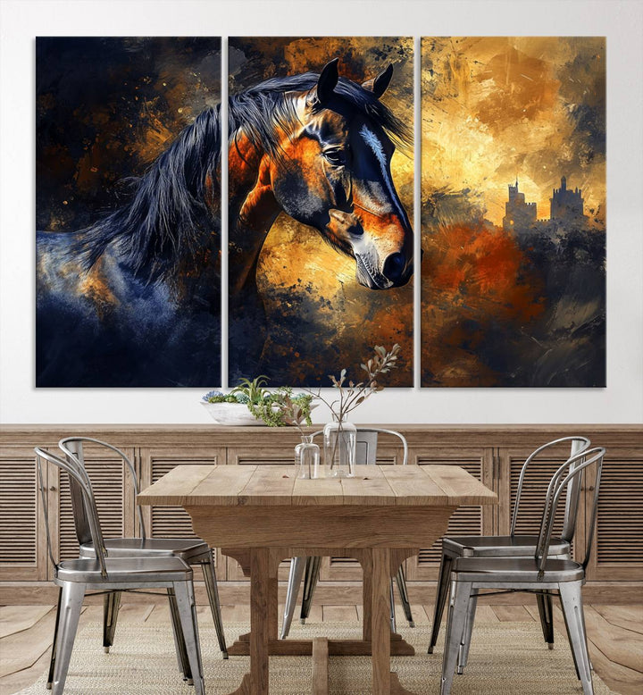 Abstract Horse Art Print - Abstract Canvas Wall Art | Perfect for Rustic Farmhouse, Modern, or Equestrian Wall Decor | Horse Lovers Home Decor