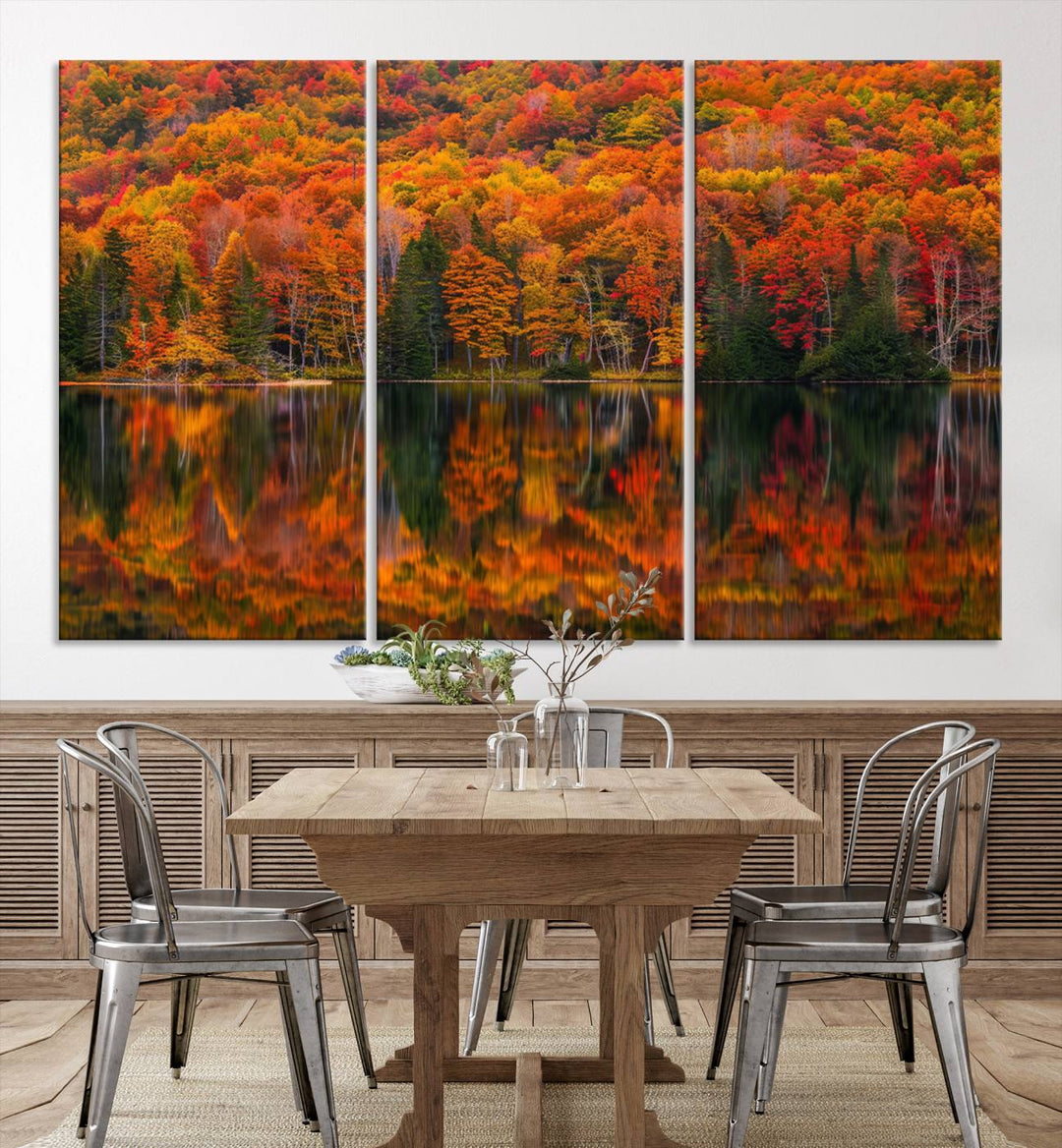 Autumn Reflection Canvas Print, Stunning Fall Foliage Wall Art, Serene Lake Landscape, Perfect Seasonal Decor Print