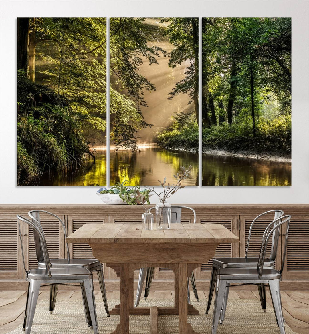 Forest River Landscape Wall Art | Ready to Hang Canvas Print | Perfect for Farmhouse Wall Decor, Cabin Wall Art, Nature-Inspired Home Décor