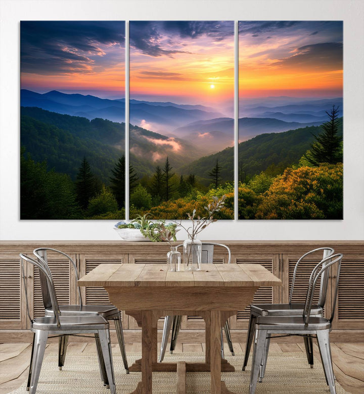 Majestic Mountain Sunrise Landscape Wall Art | Canvas Print Ready to Hang | Perfect for Farmhouse Wall Decor, Cabin Wall Art, Nature Lover’s Retreat