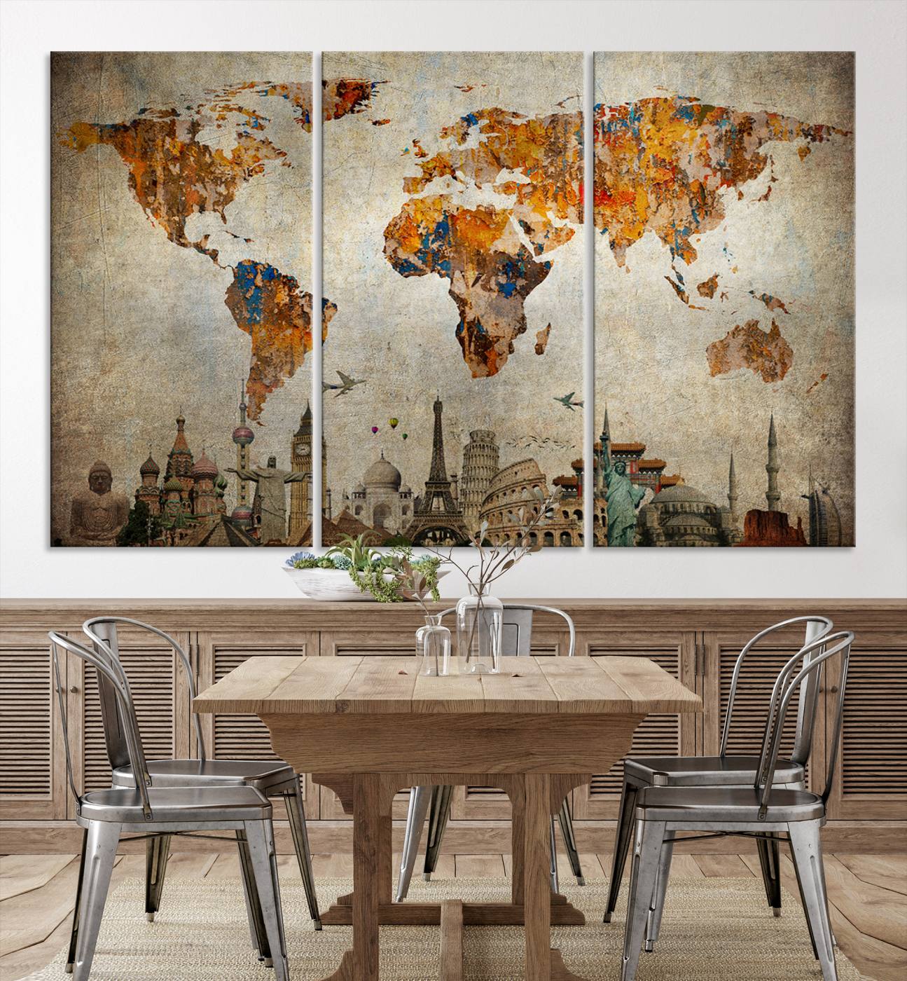 54918-MGV-CV-36X24-Push Pin World Map Canvas Print – Framed Wall Art for Couples to Track Their Travels – Anniversary Gift or Home Adventure Decor