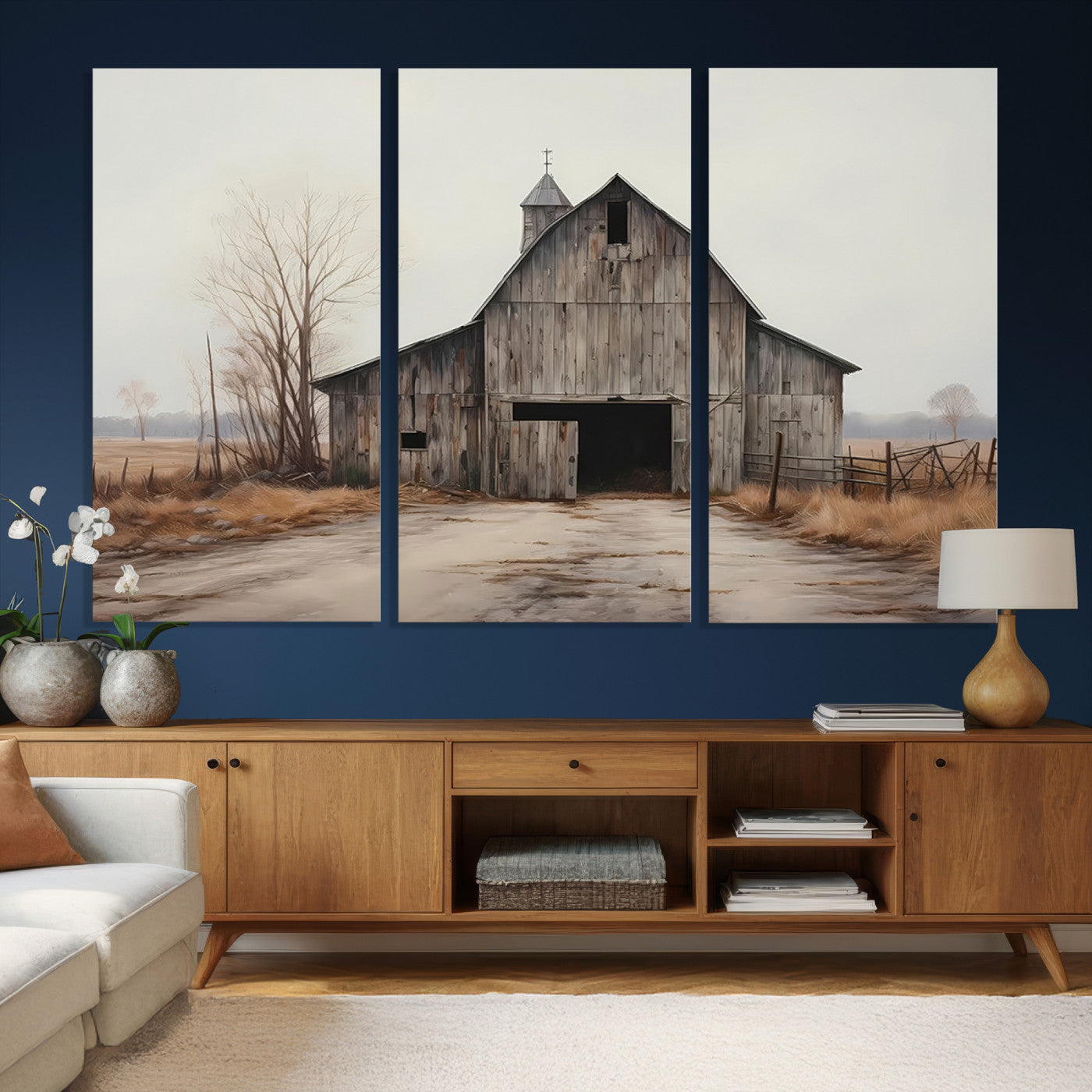 11602-MGV-CV-36X24 - Farmhouse Rustic Barn Wall Art Canvas Print – Framed and Ready to Hang – Perfect Addition to