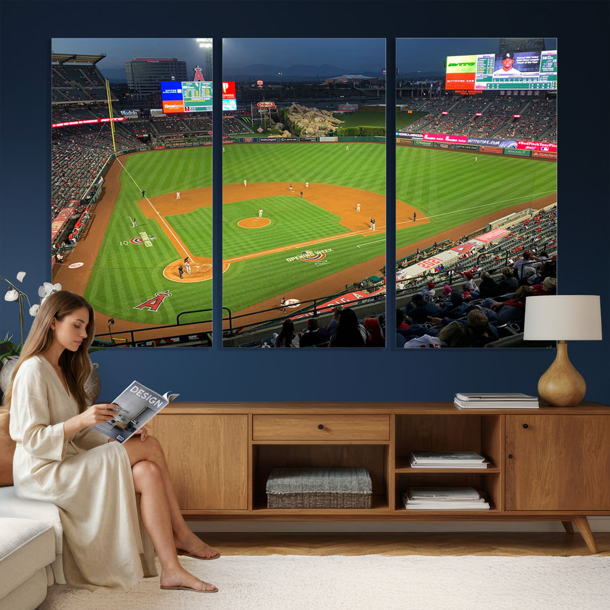 93707-MGV-CV-36X24 - Angel Stadium Aerial Canvas Print | Los Angeles Angels Baseball