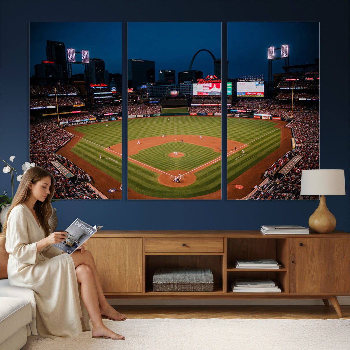 38612-MGV-CV-36X24 - St. Louis Cardinals Baseball Team Print - Busch Stadium Wall Art